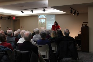 Samantha George at the beginning of her talk